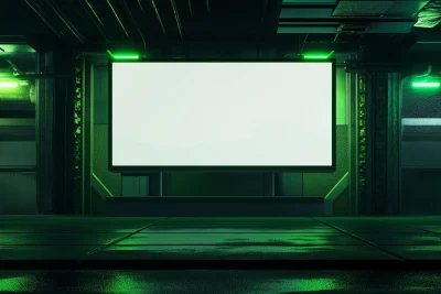 Futuristic Blank Billboard Mockup at Night