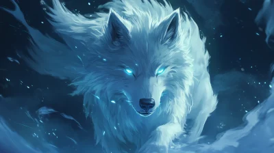 Legendary White Wolf Managarmr in Anime Style