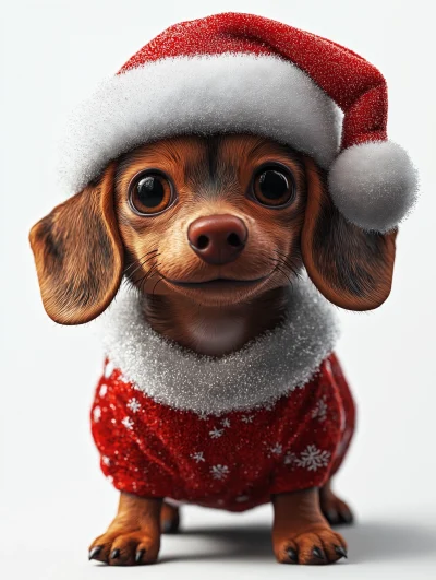 Anthropomorphic Dachshund in Christmas Costume