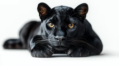 Black Leopard on White Background