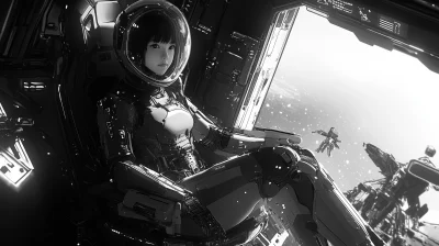 Futuristic Mecha Suit Pilot in Space