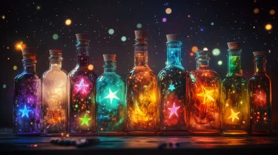 Colorful Glass Bottles with Stars