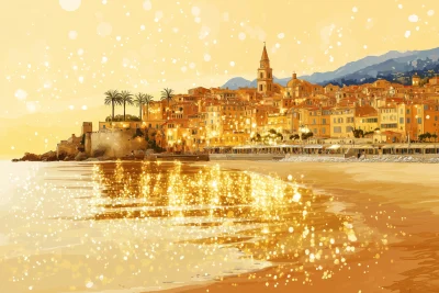 Golden Bay of Menton Illustration