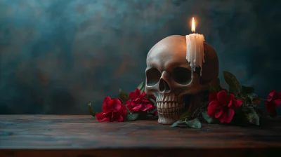 Gothic Skull Still Life