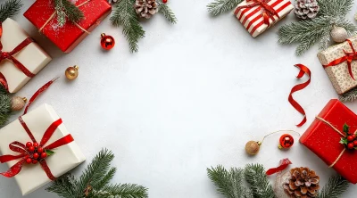 Christmas Decorations and Gifts Background