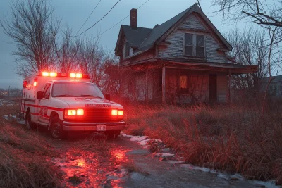 Abandoned House with Ambulance