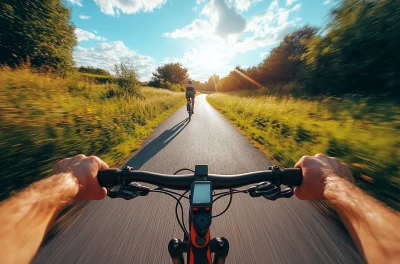 Cyclist Riding on the Road