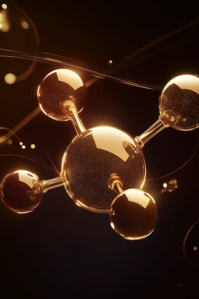 Gold Molecule 3D Rendering