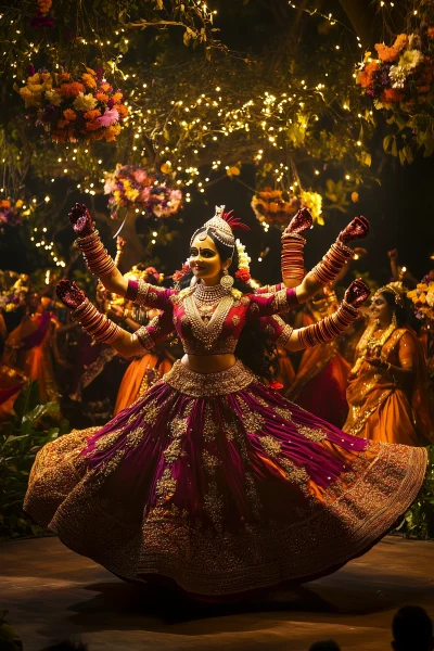 Indian Deities Dancing at a Forest Party