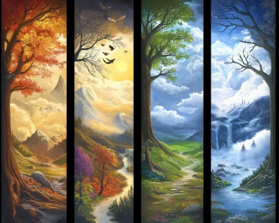 Four Seasons Fantasy Illustration