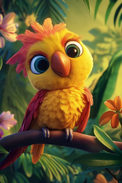 Colorful Cartoon Parrot