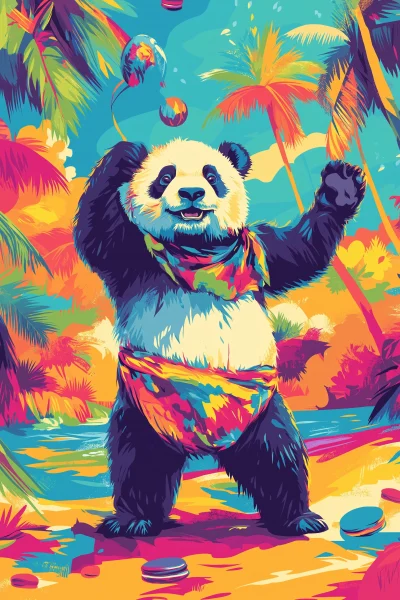 Panda in Krakatoa Traditional Dance Poster Print