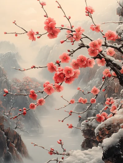 Cold Plum Blossoms in Snow