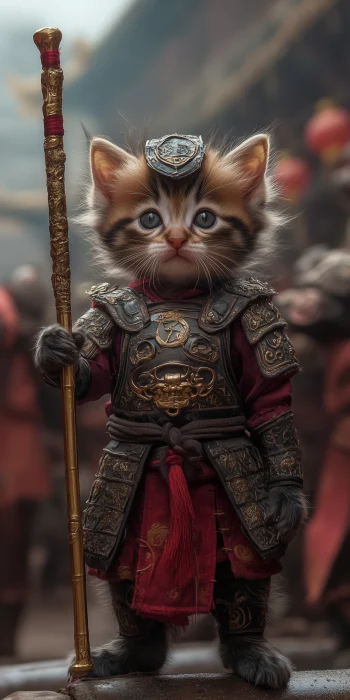 Newborn Kitten Dressed as Chinese Monkey King