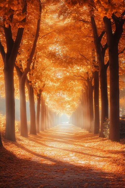 Tranquil Autumn Forest Street