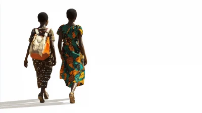 African Women Walking to School