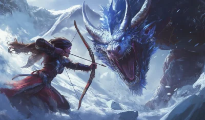 Archer and Dragon vs Ice Giant