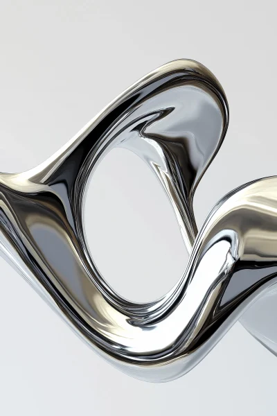 Irregular Chrome Shape on Light Grey Background