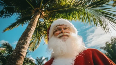 Santa Claus Under Palm Tree