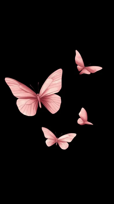 Pink Butterflies Minimalist Illustration