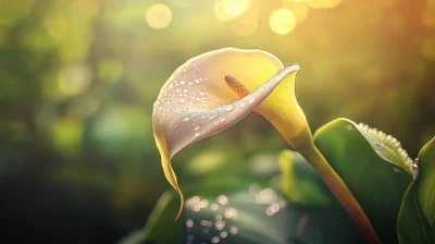 Tropical Calla Flower with Dew Drops