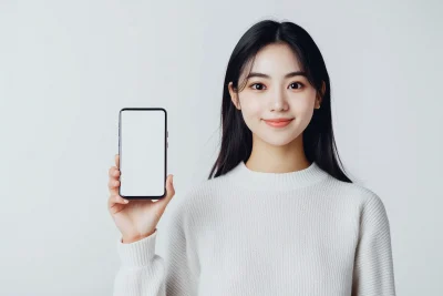 Japanese young woman with smartphone