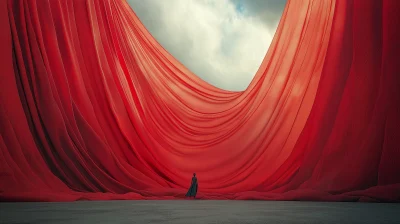 Red Curtain in the Wind