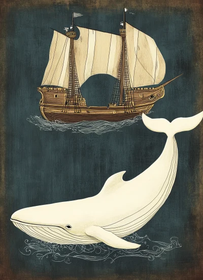 White Whale Underneath Pirate Ship