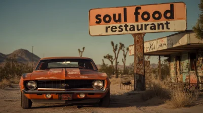 Vintage Camaro Muscle Car in Desert