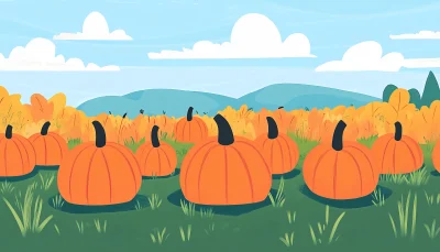 Pumpkin Field Illustration