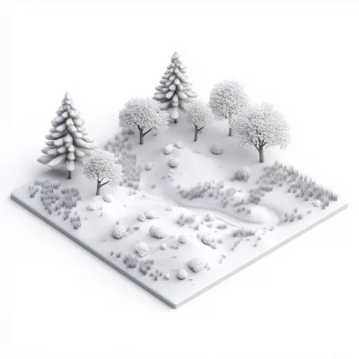 Isometric Snow Covered Meadow