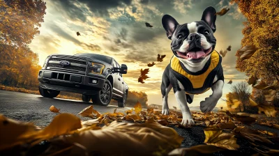 Frenchie Bulldog in Autumn Setting