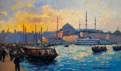 Impressionist painting of Eminönü