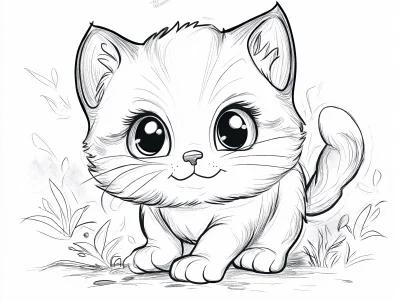 Cute Kitten Coloring Page