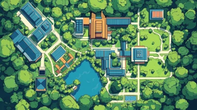 Top Down College Campus Map in Jungle