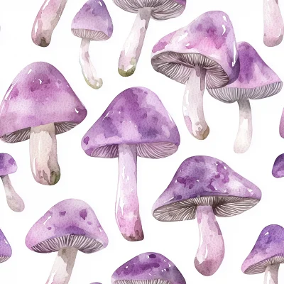 Amethyst Deceiver Mushroom Watercolor Art