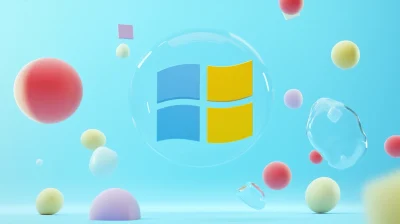 Windows Logo Floating in Cartoon Style