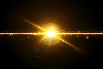 Golden Lens Flare on Black Background