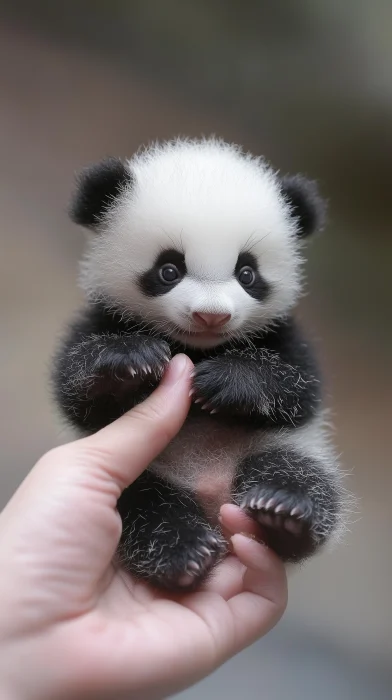 Adorable Baby Panda Holding Thumb