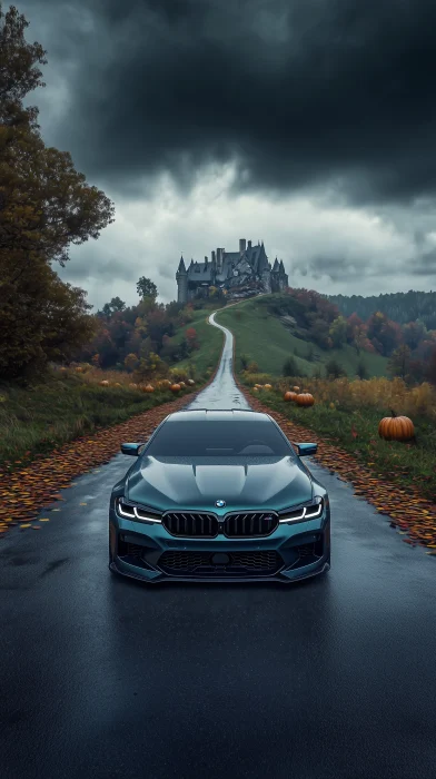 Spooky Autumn Fairytale Scene with BMW M5