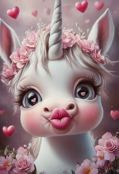 Cute Baby Unicorn Blowing Kisses