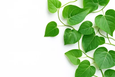 Green Leaves on White Background