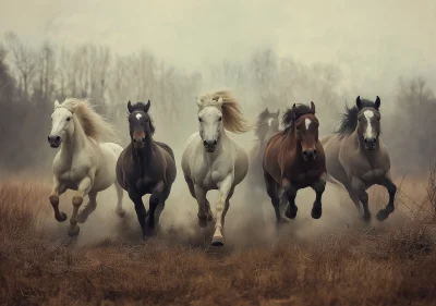 Horse Galloping in Countryside