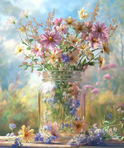 Wildflowers in a Glass Jar