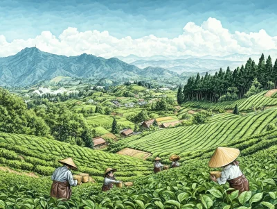 Tea Field Illustration