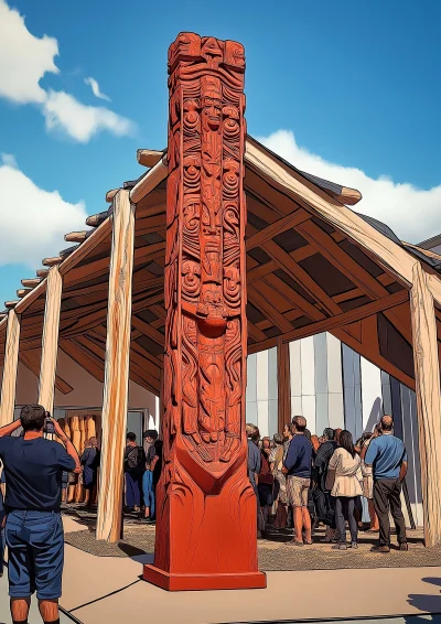 Hand-Drawn People in Front of Wooden Structure