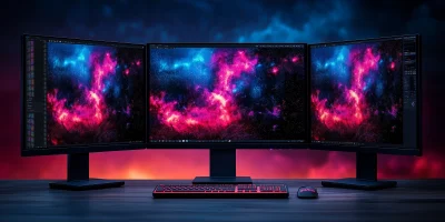 Three Monitor Setup for Graphic Design and Video Editing