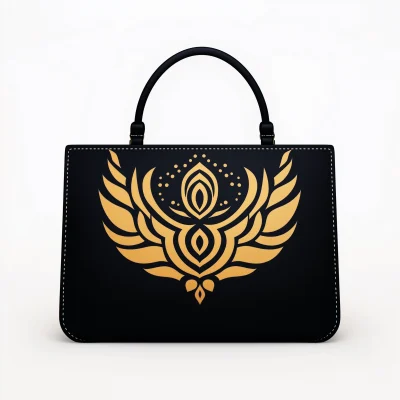 Stylized Mandala Design on Leather Handbag