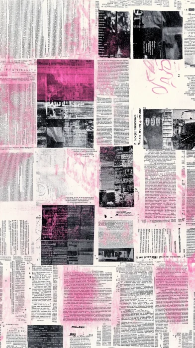 Newspaper Texture with Pink Scribbles