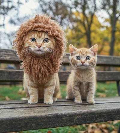 Cute Cats with Lion Costume